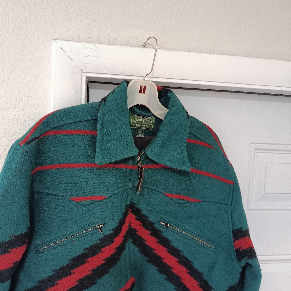 Ralph Lauren Country  southwest Aztec women's jacket wool blend sz L USA RARE - Picture 15 of 15